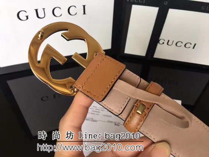 古馳CUCCI 紅綠織布頭層牛皮接頭尾 配純銅扣 百搭休閒款男士皮帶 GHG1183